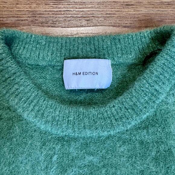H&M Edition Oversized Mohair-Blend Sweater Green L/XL - Picture 3 of 9